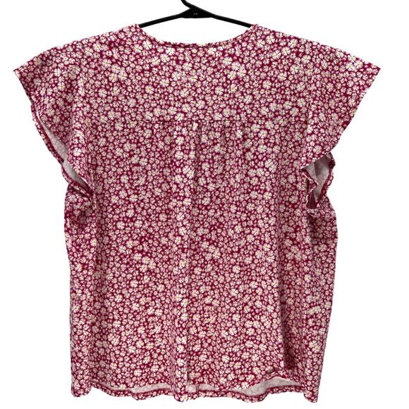 Style & Co Cotton Blend Pink White Yellow Floral Short Sleeve Shirt Women 3X - Picture 2 of 7